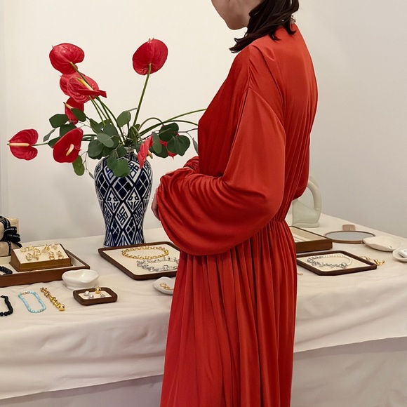 THE ROW
Sasha Gathered Satin-jersey Midi Dress in Red - Picture 4 of 6